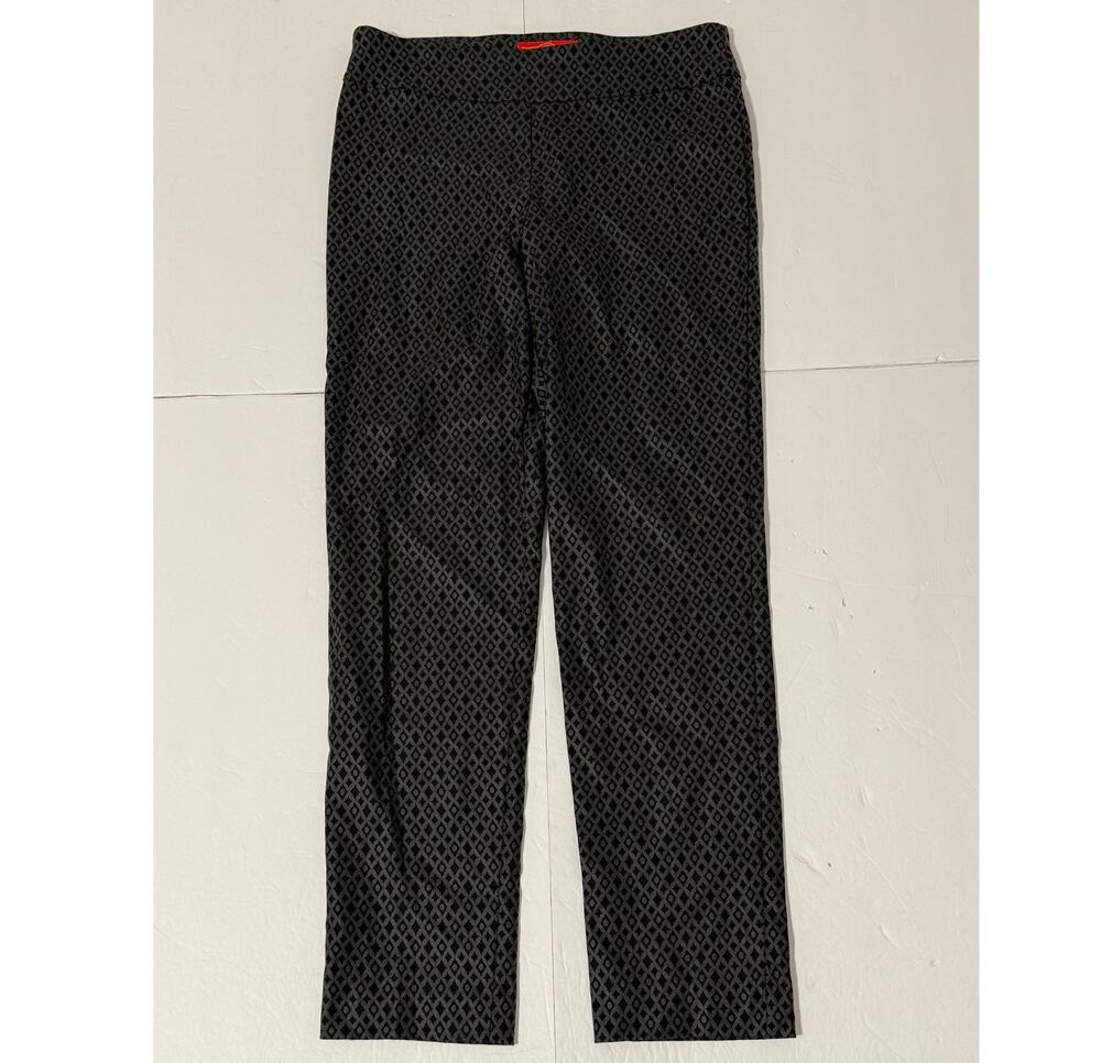 Krazy Larry Diamond Print Pull-On Pants, Black & Gray, Size 10